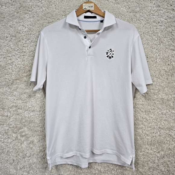 Greyson Polo Shirt Mens L White Short Sleeve brrr Cooling Logo Embroidered - Picture 1 of 12